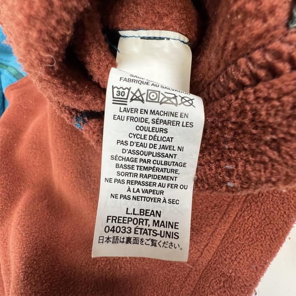 LL Bean Fleece Quarter‎ Zip Pullover Colorblock Blue Rust Men's Size L REG - Picture 6 of 12